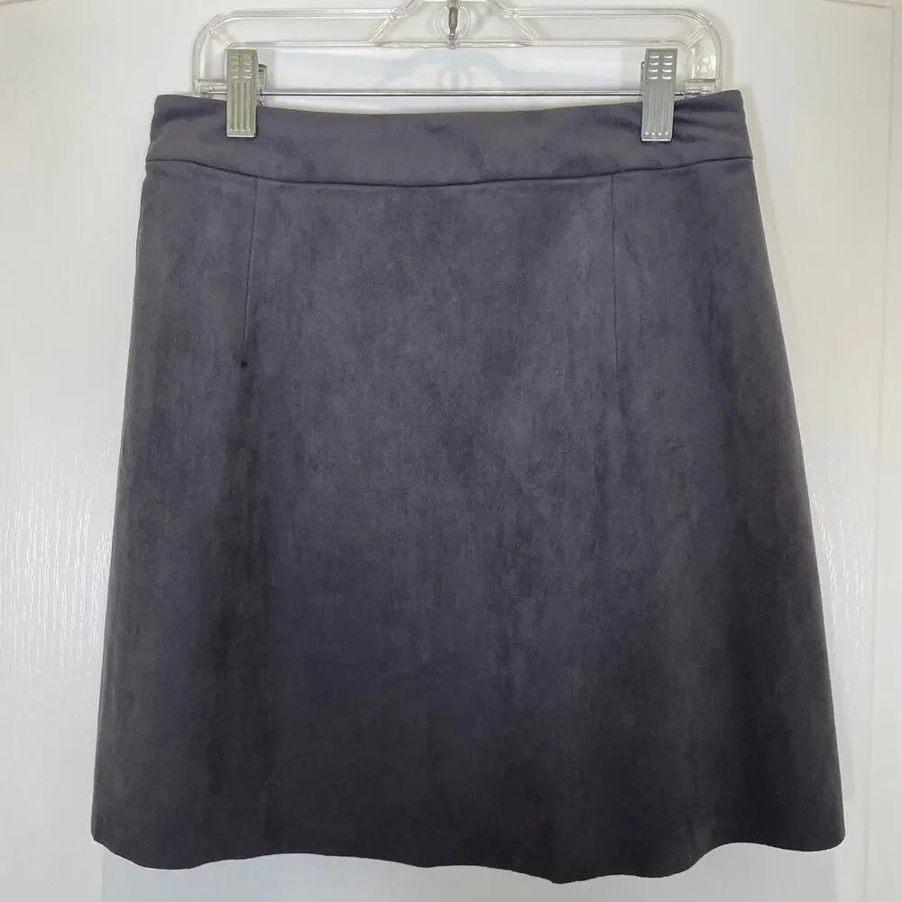 Aritzia Wilfred Free Faux Suede‎ Mini Skirt Nescher Tulip Wrap Gray Pull-On M